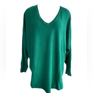 VILA MILANO Kelly Green V Neck Oversized Sweater Lightweight Size 2X